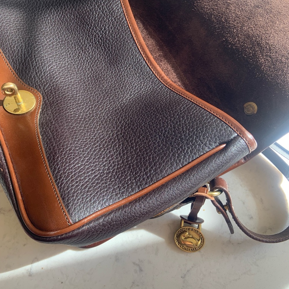 Dooney & Bourke Dark Brown and Chestnut Leather Crossbody Satchel Vintage - Picture 5 of 11